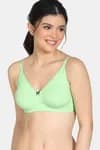 Zivame Modern Grounds Double Layered Non Wired 3/4th Coverage T-Shirt Bra - Green
