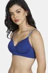 Zivame Star Strap Padded Non Wired 3/4th Coverage T-Shirt Bra-Sodalite Blue