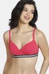 Zivame Sporty Twist Padded Non Wired 3/4th Coverage T-Shirt Bra - Teaberry