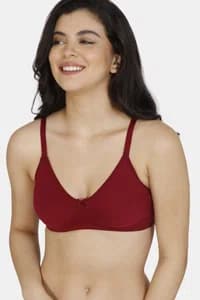 Zivame Double Layered Non Wired 3/4th Coverage Super Support Bra - Maroon