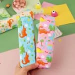 Cute Cartoon Dinosaur Pencil Case Large Capacity Canvas Zipper Pencil Pouch Kawaii School Stationery Organizer Bag for Kids Girls Boys
