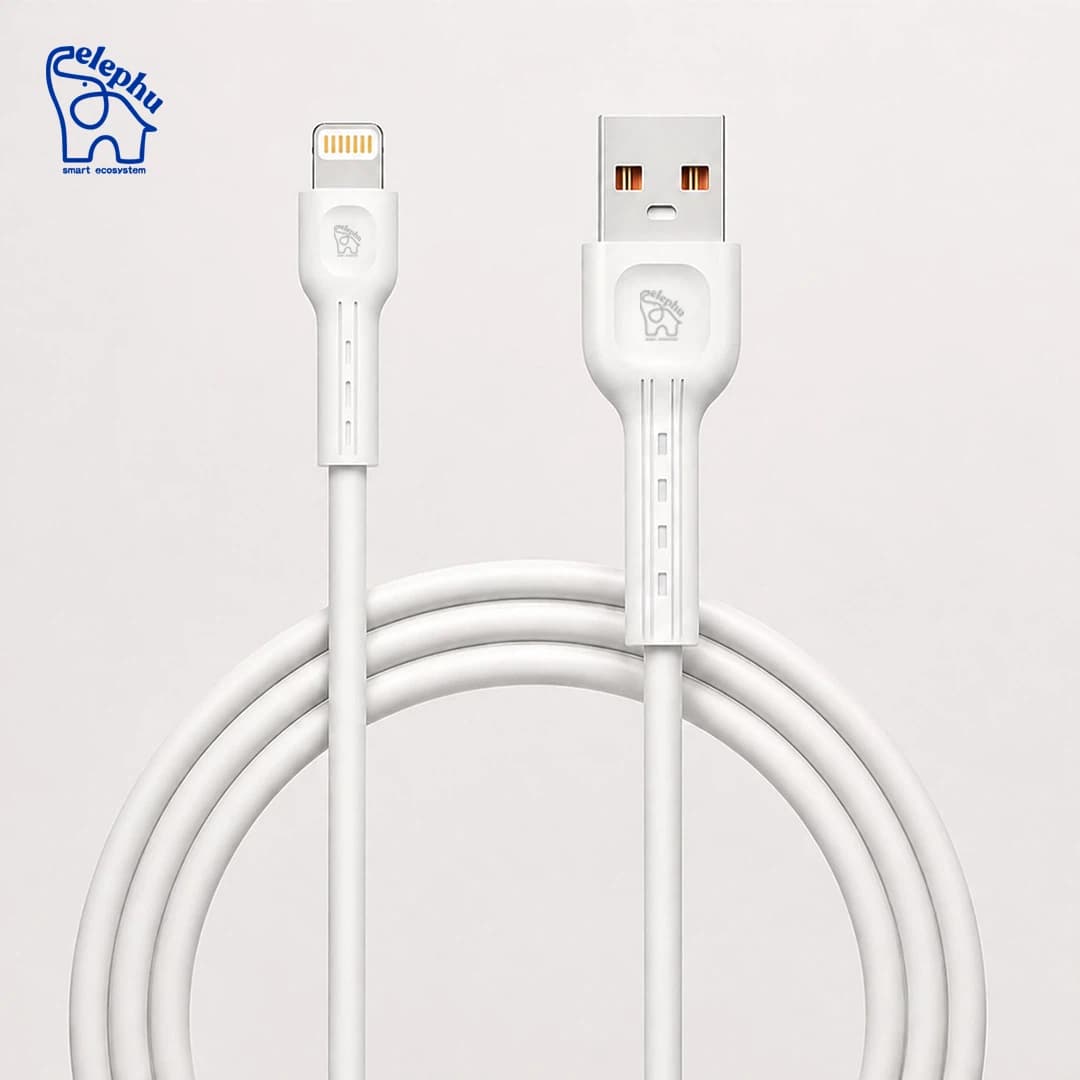 Elephu Silky Series Data Cable 1545| ( USB to Lightning/Iphone)| Fast charging| Pure soft Silicon Cable| 1000mm Length| Pure Copper Wire|