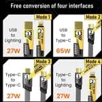 4 in 1 Multifunction Charging Cable Type C USB PD 65W Fast Charging for Phone, Tablet, Laptop