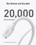 Anker 543 USB-C to USB-C Cable (Bio-Based) (A80E1061) (140w,3ft,white)