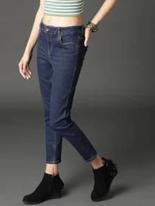 RS Women Navy Blue Skinny Fit Mid-Rise Clean Look Stretchable Cropped Jeans