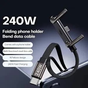 100% Original JCALLY 240W Foldable Gaming Clip Stand 2-in-1 Type-C to Type-C Cable