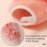 2-in-1 Bath Exfoliating Mitt Glove With Mesh Loofah Puff Body Scrubber Dead Skin Remover