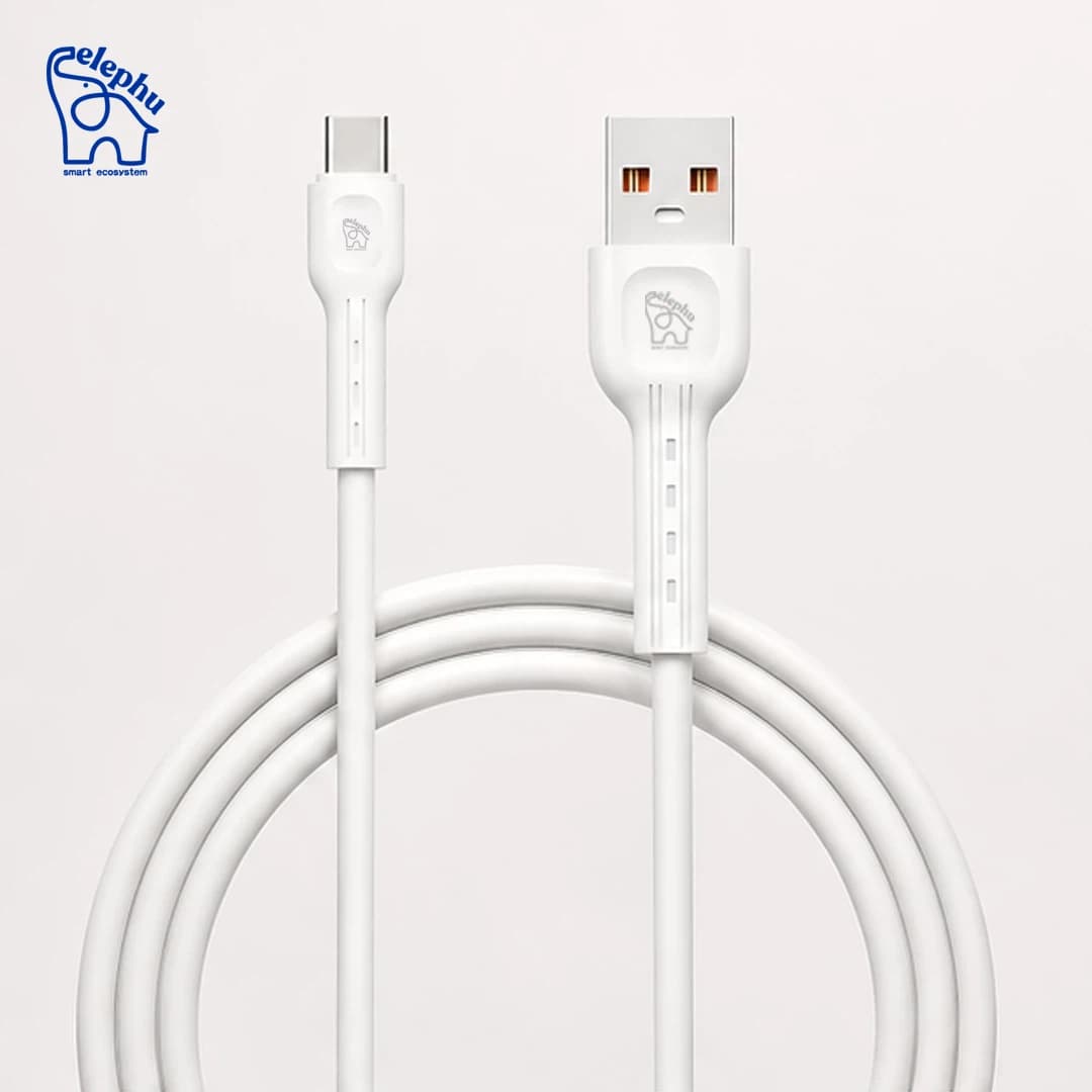 Elephu Silky Series Data Cable 1545| ( USB to Type C)| Fast charging| Pure soft Silicon Cable| 1000mm Length| Pure Copper Wire|