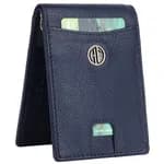 Hammonds Flycatcher Genuine Leather Minimilistic & Slim Blue Money Clip Wallet for Men