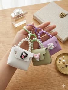 1pc Mini Bag Keychain, PU Leather Bag Charm, Macaron Multi-Color Mini Coin Purse, DIY Wallet Making