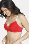 Zivame Padded Non Wired 3/4th Coverage T-Shirt Bra-High Risk Red