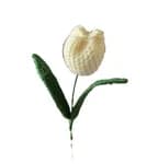 Crochet Off White Tulip with Fine Leaf -1Pcs