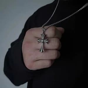 Chrome Hearts Cross Pendant Necklace for Men & Women – Stainless Steel Chain Jewelry