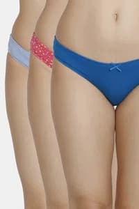 Zivame (Pack of 3) Bikini Low Rise Anti-Microbial Panty For Women - Fruit Blue Mykonos