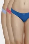 Zivame (Pack of 3) Bikini Low Rise Anti-Microbial Panty For Women - Fruit Blue Mykonos