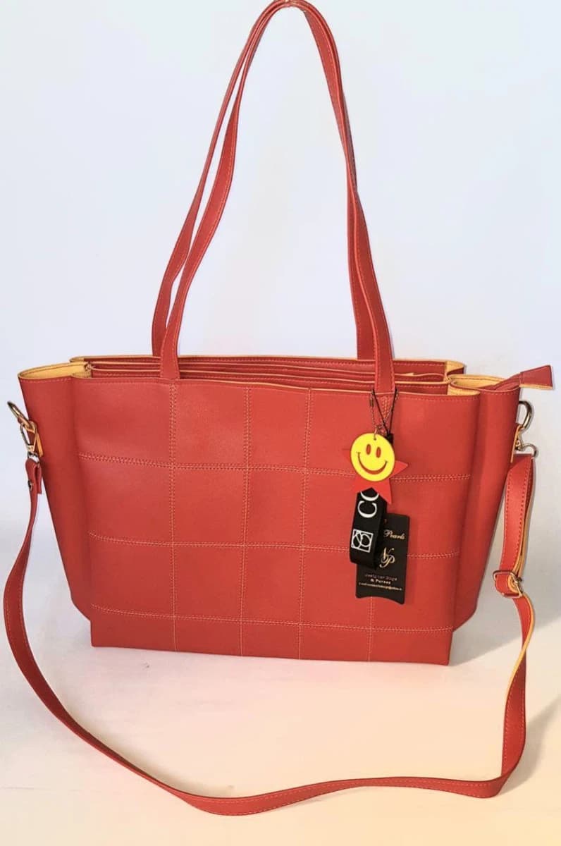 Red / Brown Tote Style Ladies Bag