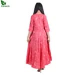 FuLoo's Spice Pink Rayon Anarkali Printed Kurti