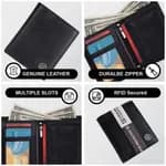 Hammonds Flycatcher RFID Protected Black Leather Wallet For Men (HF 514 BLK)