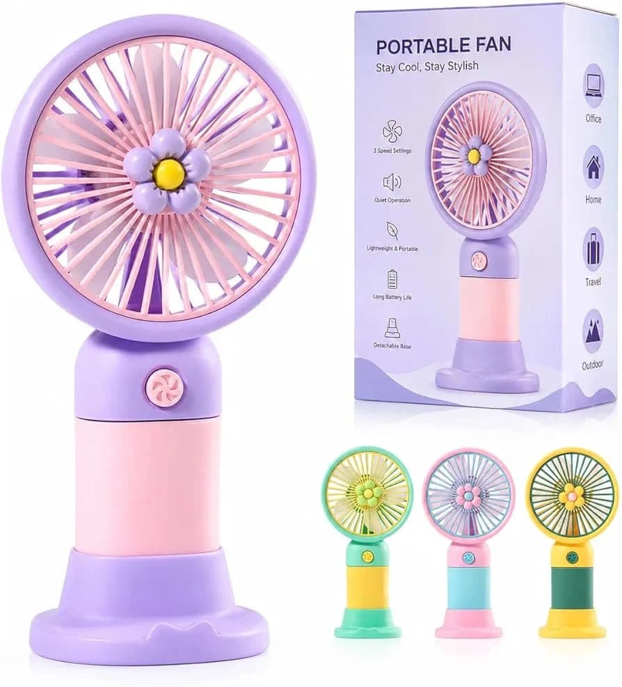 Cute Korean Design Mini Portable Fan with Lithium Rechargeable Battery