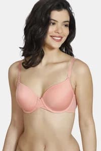 Zivame Beautiful Basics Padded Wired 3/4th Coverage T-Shirt Bra-Desert Flower