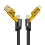 •	Type C to Type C Cable, Flat Braided 4 in 1, PD60W Fast Charging & Data, USB C