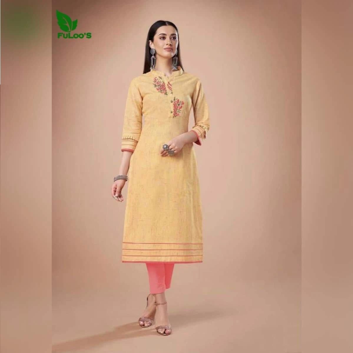FuLoo's Rosy Designer Handloom South Cotton Kurti Only For Women #112