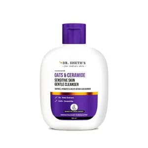 Dr. Sheth's Oats & Ceramide Sensitive Skin Gentle Cleanser | For Delicate Irritated Skin | pH Balanced, Daily Use Non-Drying Cleanser To Hydrate, Soothe & Restores Skin Barrier | Cleans Dirt, Oil & Make-Up | Free of Sulphates, Paraben, Dye & Fragrance | F