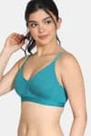 Zivame Padded Non Wired 3/4th Coverage T-Shirt Bra - Harbor Blue