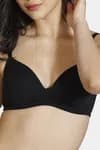 Zivame Padded Non-Wired 3/4th Coverage Ultra Low Back T-Shirt Bra - Black