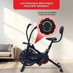 BODy GYM Dual Action Air Bike/Exercise Bike for Home |Gym Cycle for Workout With Adjustable Cushioned Seat | Non-Slip Pedals | Moving Handles Black Gym Bike, Max user weight 120 KG