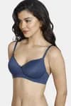 Zivame Beautiful Basics Padded Non Wired 3/4th Coverage T-Shirt Bra-Sargasso Sea