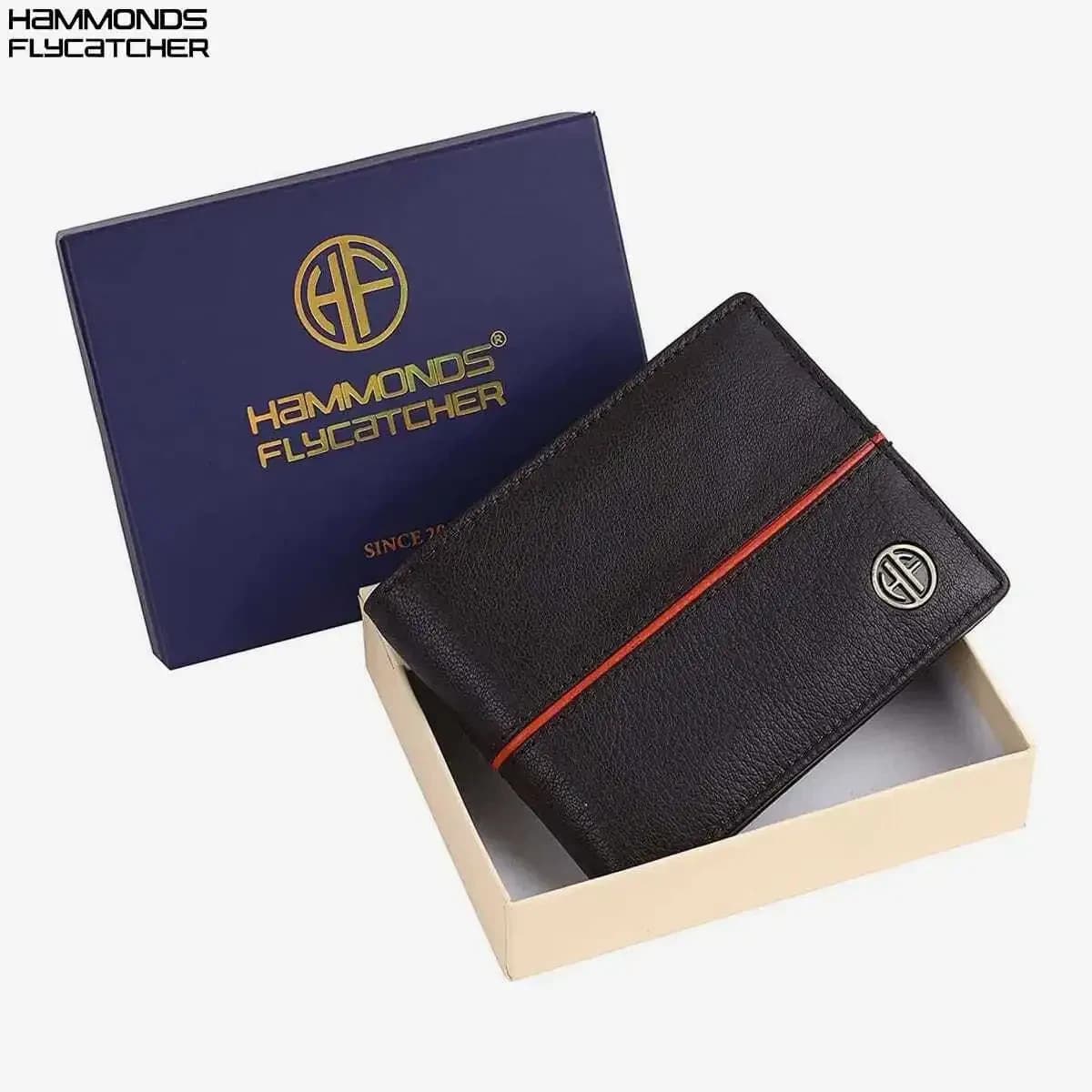 Hammonds Flycatcher RFID Protected Black Leather Wallet For Men (HF 579 BNL)