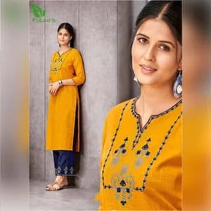 FuLoo's Prestige Pure Cotton Pattern Designer Embroidered Kurti for Women #03