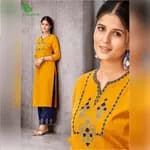 FuLoo's Prestige Pure Cotton Pattern Designer Embroidered Kurti for Women #03
