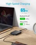 Anker 65W 4 Port PIQ 3.0 & GaN Fast Charger Adapter, PowerPort Atom III Slim Wall Charger - 45W USB C Port, Ideal for MacBook, Laptops, iPad Pro, iPhone, Galaxy, Pixel
