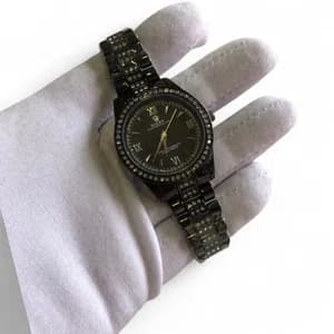 Quartz Movement Black Color Stainless Steel Water Resistant Watch For Women