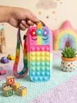 Rainbow Popit Pencil Box Pouch with Long Shoulder Strap -