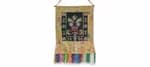 Tibetan Mahakala Embroidered Banner, Silk Brocade & Cotton Wall Hanging