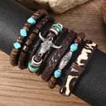 Men 6 Leather Multistrand Bracelet