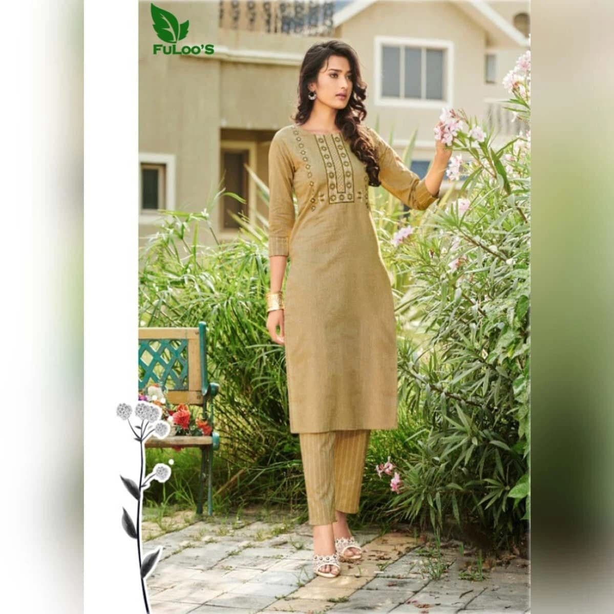 FuLoo's Octave Pure Cotton Designer Embroidered Kurti for Women #01