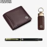 Hammonds Flycatcher Genuine Leather Wallet Combo Gift Sets Wallets Pen and Key Ring For Men