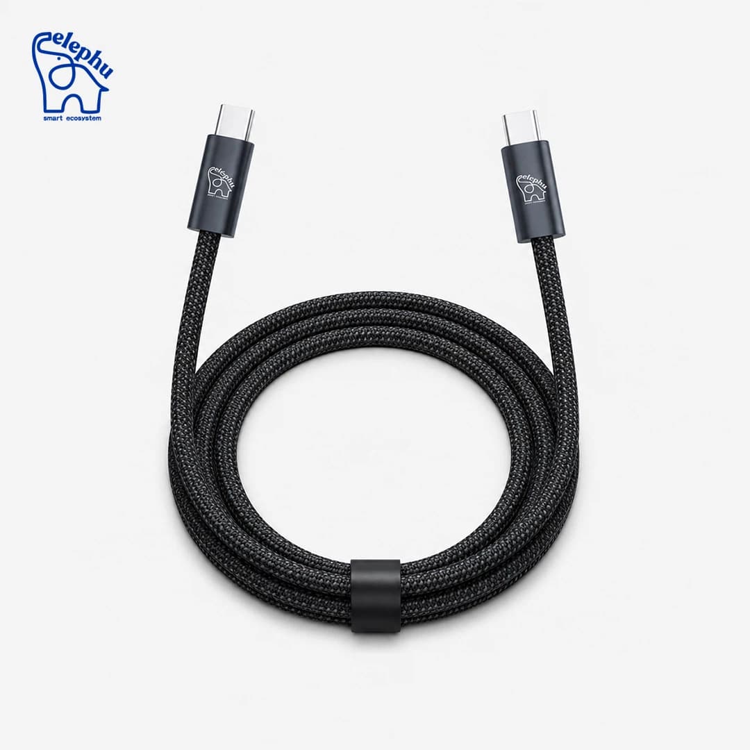 Elephu Data cable Braidy series 567| Type C to C)| Super fast charging| high speed data transfer| Fabric braided cable| Integrated IC chips| aluminum tip| pure copper wire|