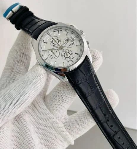 Watch For Men Black Color Stainless Steel Case Leather Strap Date Function Black Dial Watch For Men