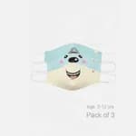 Zivame Kids Reusable 2 Layer Antiviral Knit Cotton Face Mask (Pack Of 3) - Lt Blue Dk Blue Yellow Pt