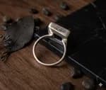 PURE SILVER BLACK STONE RING FOR WOMEN 33-38