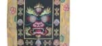 Tibetan Mahakala Embroidered Banner, Silk Brocade & Cotton Wall Hanging