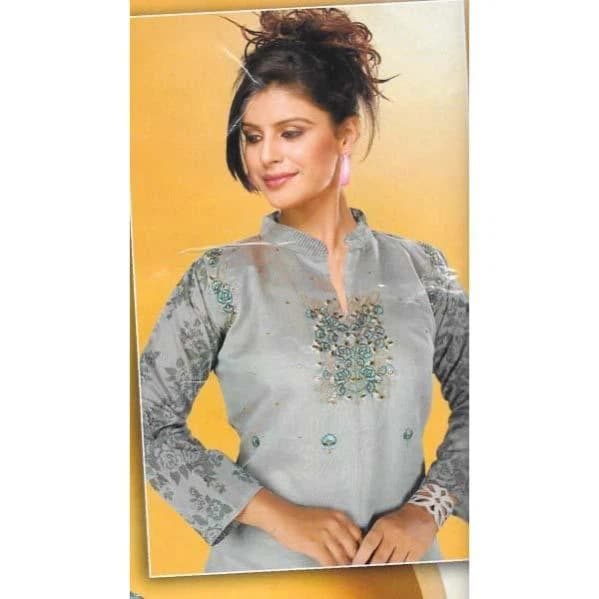 Silk Cotton Kurti With Garara.