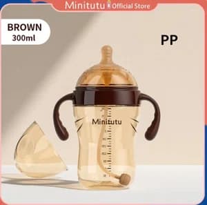 Minitutu 7.2cm Wide Neck Series Baby Feeding Bottle – 300ml PP/PPSU Anti-Colic (For 9+ month)