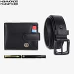 Hammonds Flycatcher Leather Wallet Belt and pen Combo Gift Set For Men