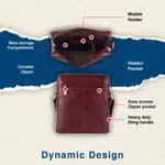 HAMMONDS Flycatcher Genuine Leather Sling Bag, Stylish and Spacious Side Bag, Crossbody Bag for Daily Use, Travel, Adjustable Strap, 1 Year Warranty - Brown